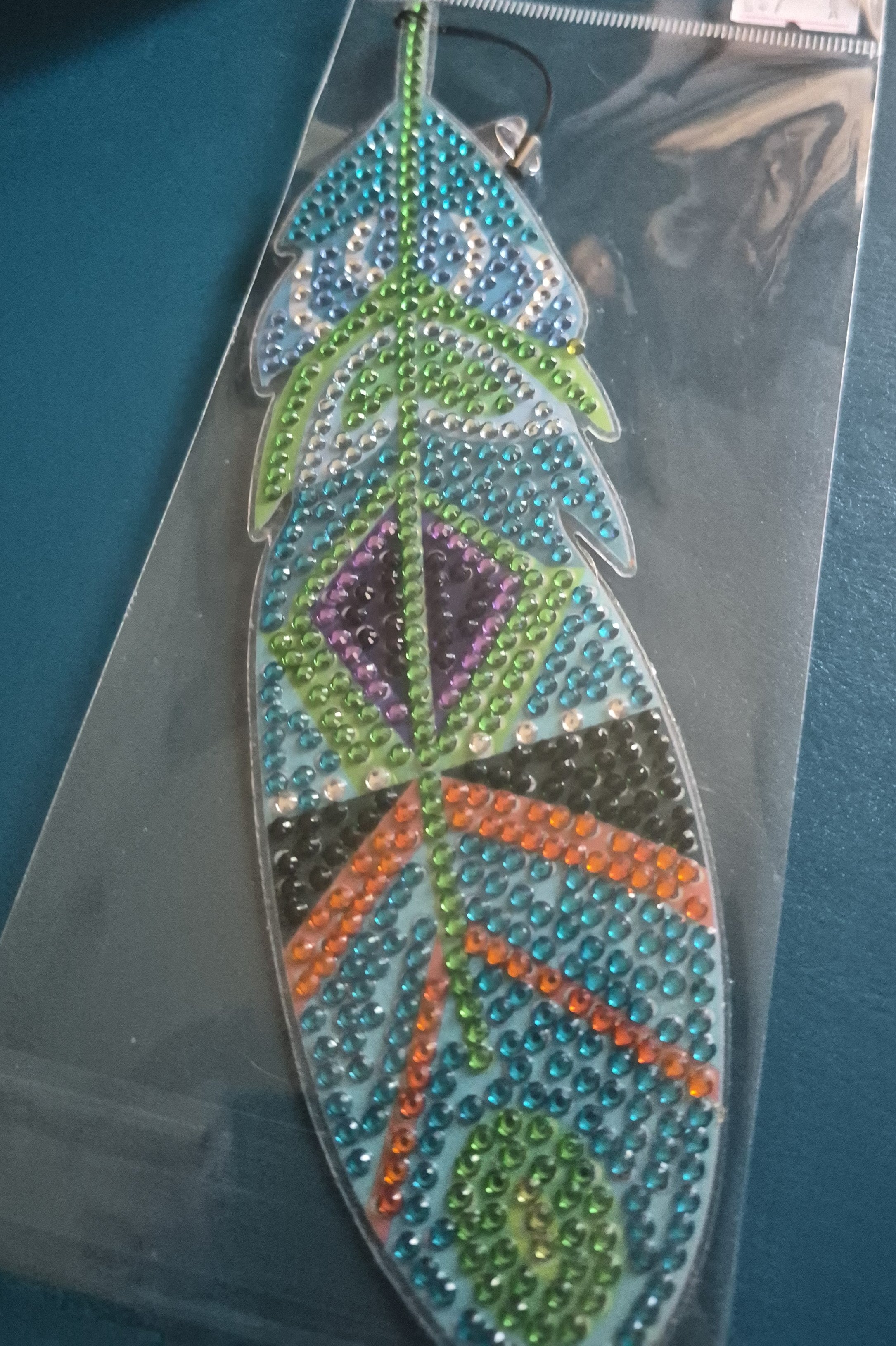Rhinestone Feather Bookmark w/ Crystal Charm | 03