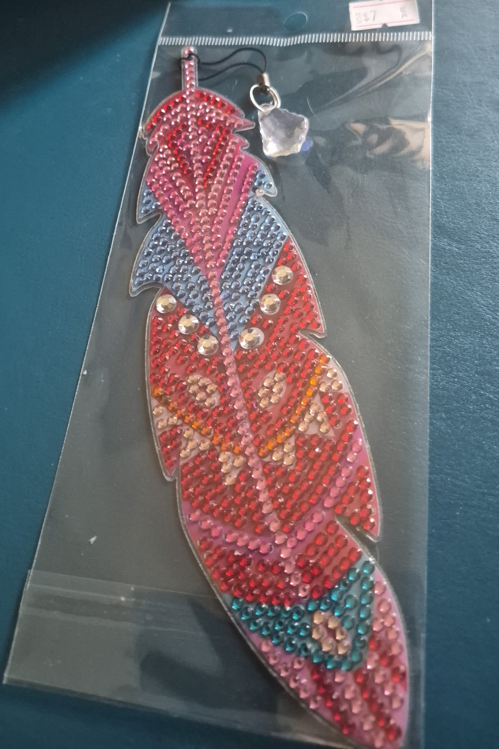 Rhinestone Feather Bookmark w/ Crystal Charm | 04