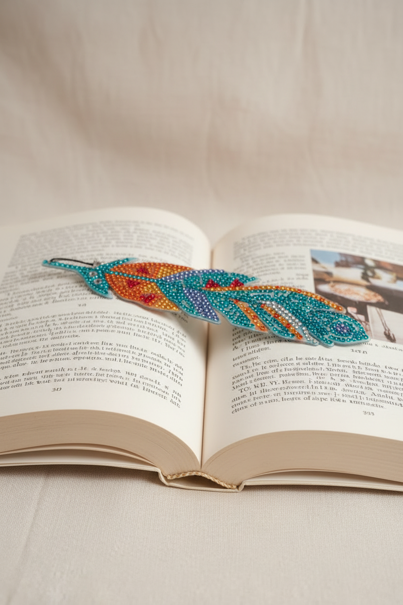 Rhinestone Feather Bookmark w/ Crystal Charm | 06