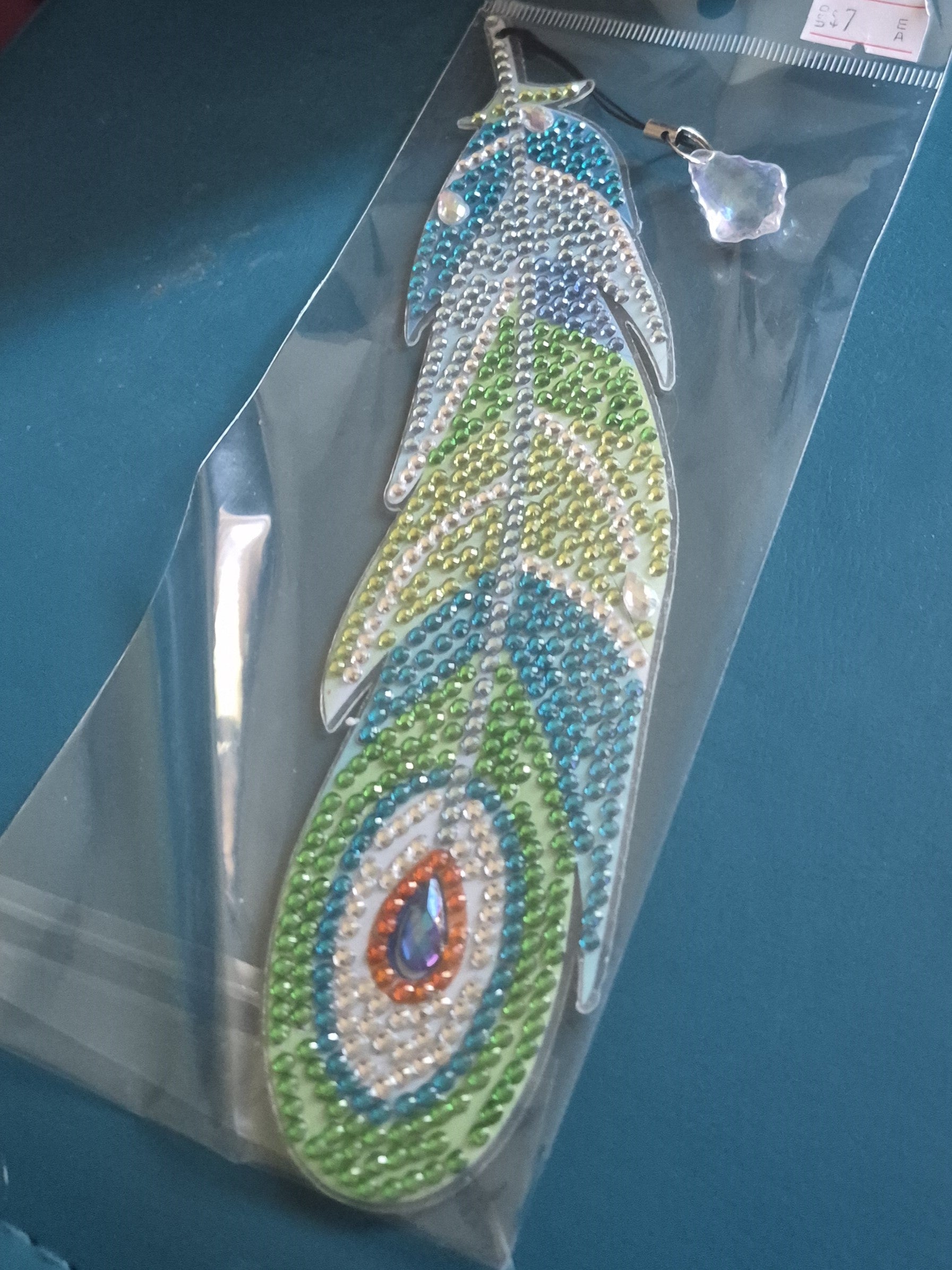 Rhinestone Feather Bookmark w/ Crystal Charm | 12