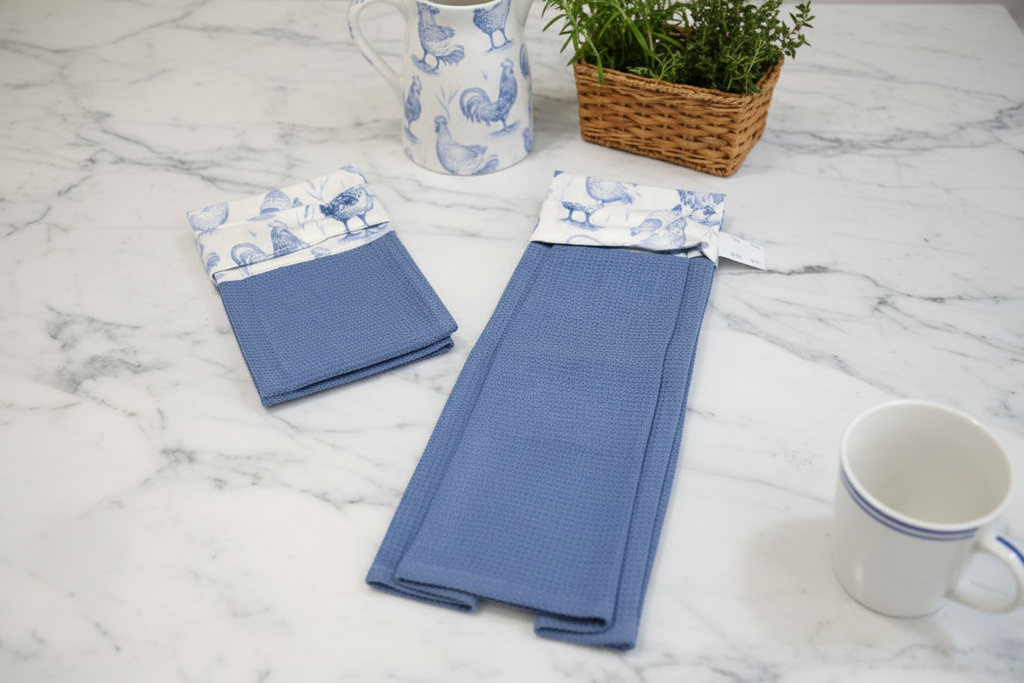 Non-Slip Stove Towels - Everyday – Blue – Topper W-Blue Roosters