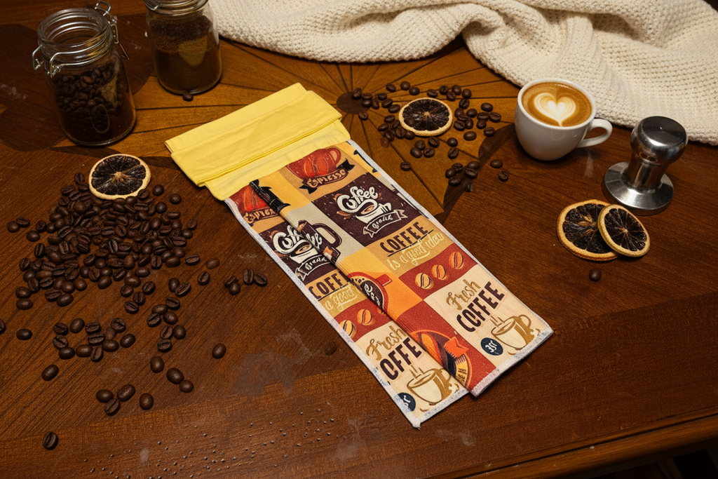 Non-Slip Stove Towels - Everyday – Coffee Logos W-Yellow