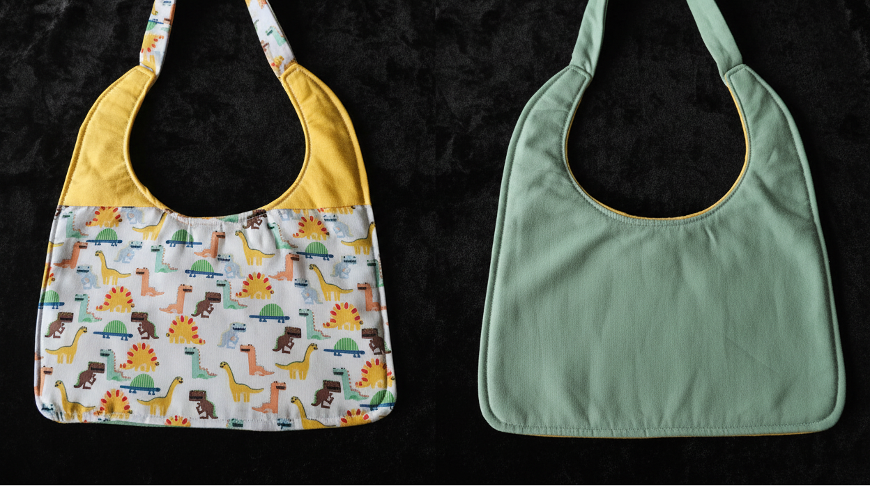 Reversable Bibs  - Dino W-Green - Small - 04