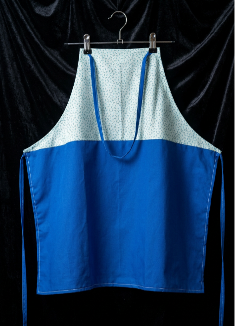 Apron - Adult - Floral top w blue bottom