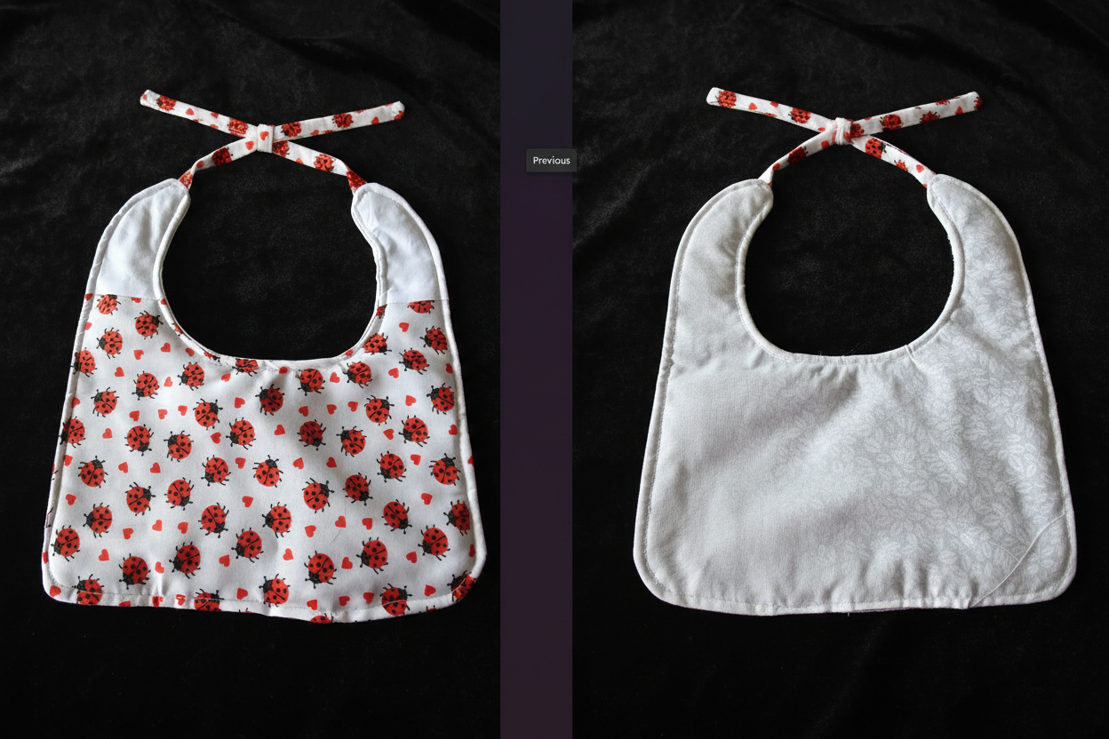 Reversable Bibs  -  Ladybug W-White – Sm - 07