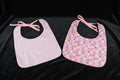 Reversable Bibs  -  Pink Flowers W- Pink Stripe - 09