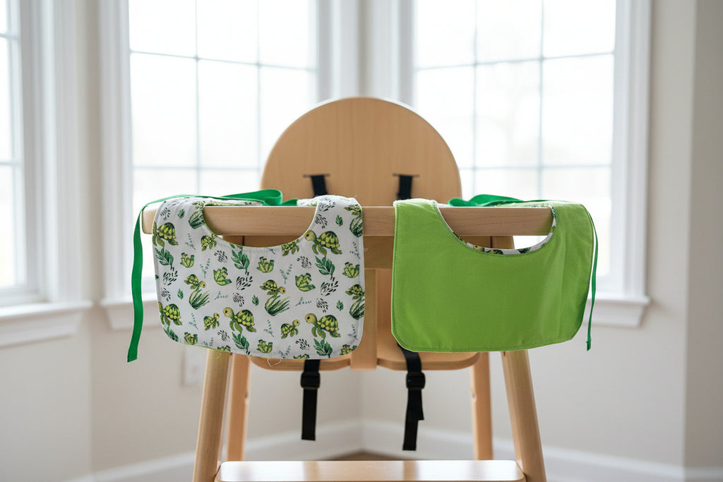 Reversible Bibs  -  Turtle W-Green