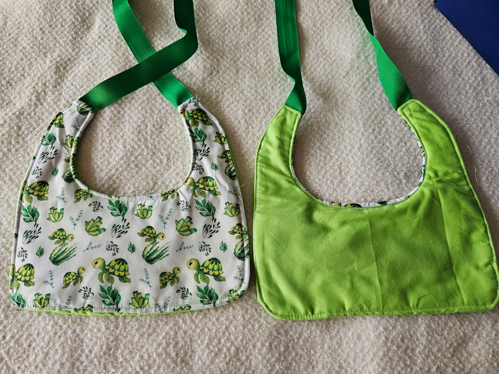 Reversible Bibs  -  Turtle W-Green
