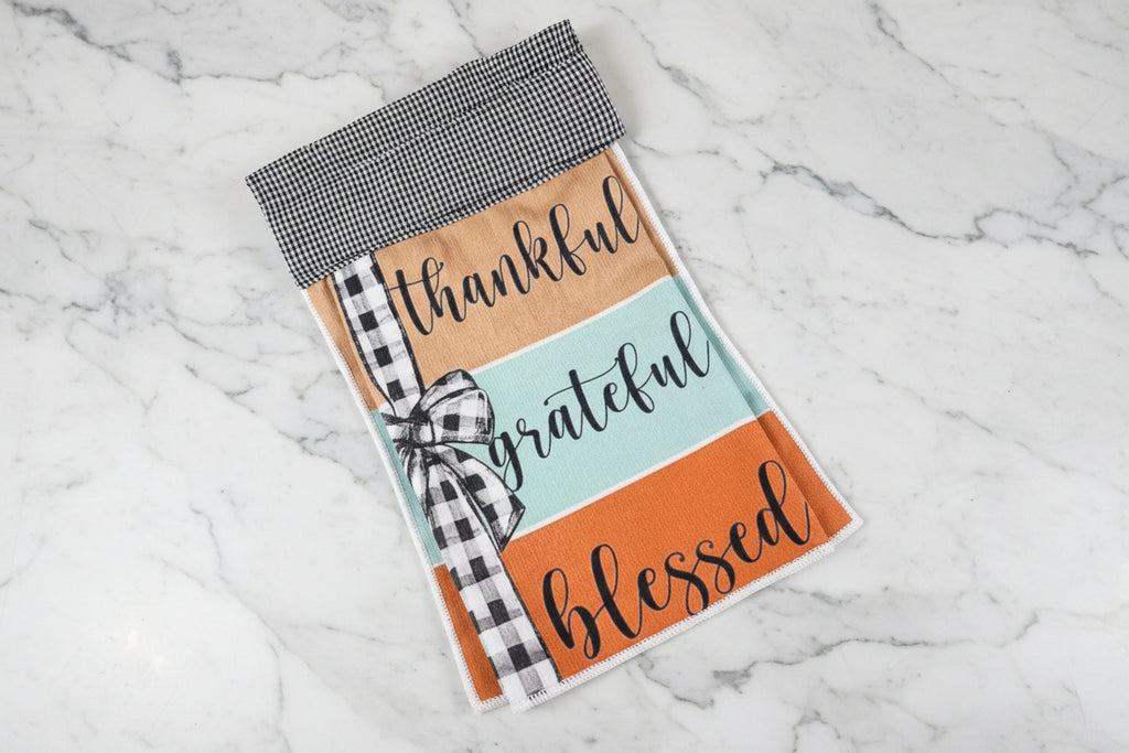 Non-Slip Stove Towels - Thankful - Plaid