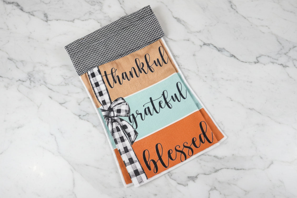 Non-Slip Stove Towels - Thankful - Plaid