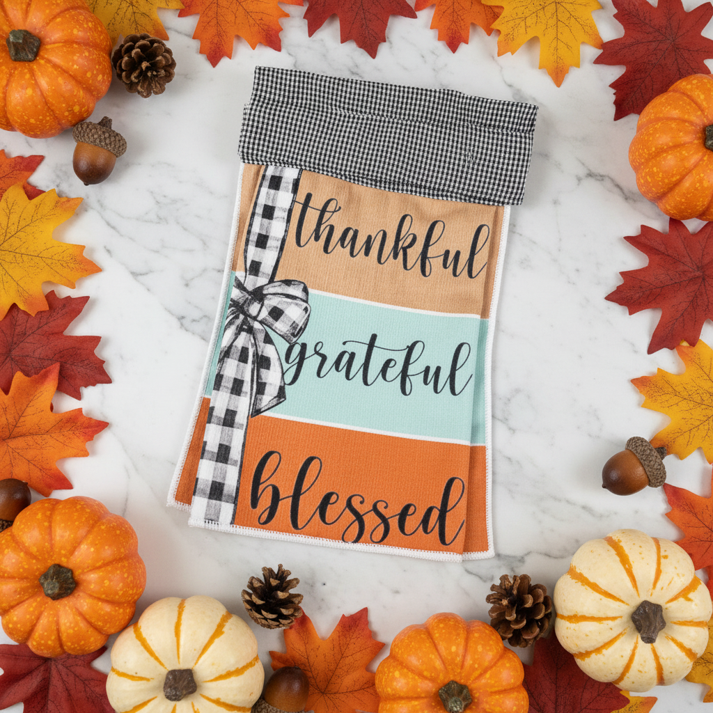 Non-Slip Stove Towels - Fall - Thankful - Plaid