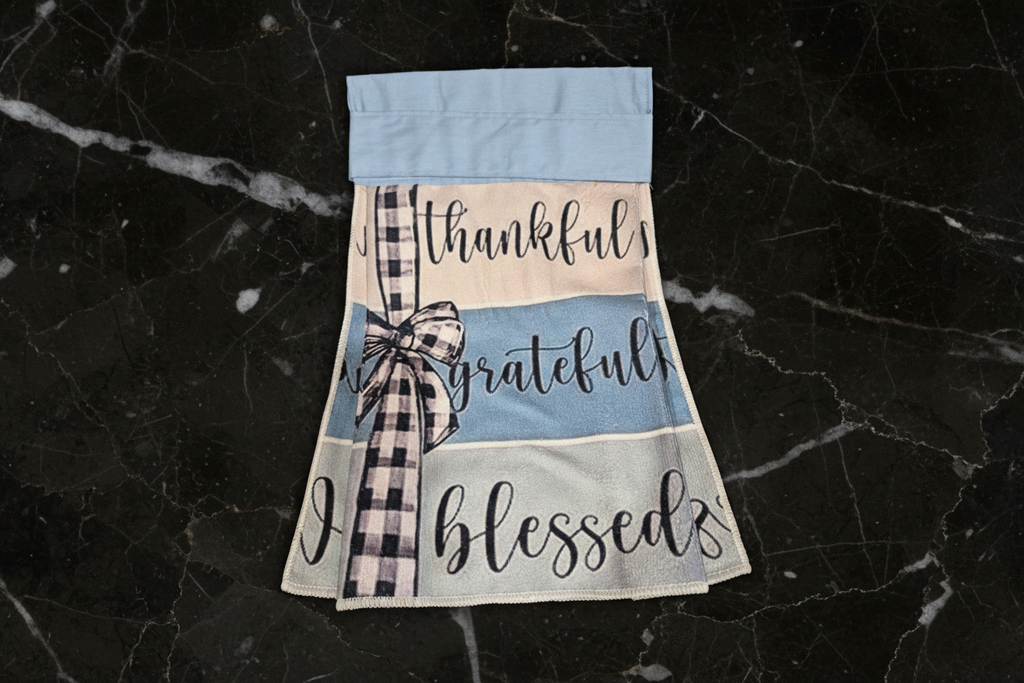 Non-Slip Stove Towels - Thankful - Blue