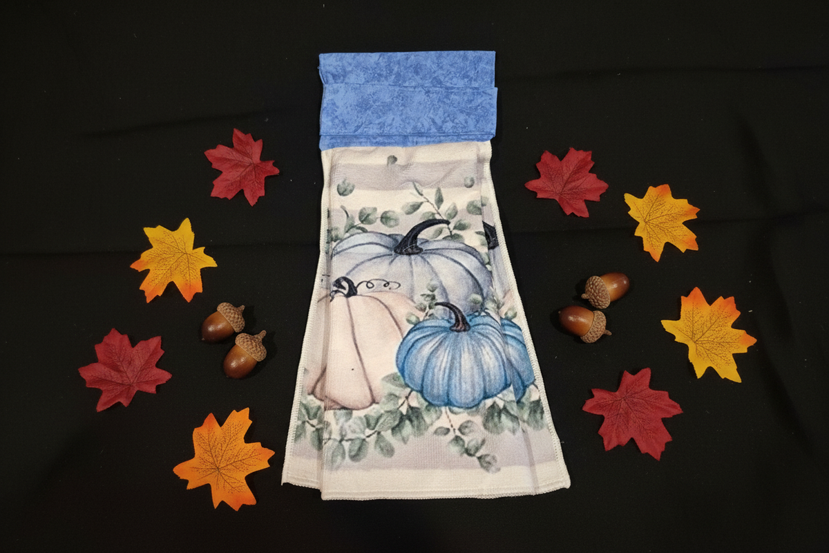 Non-Slip Stove Towels - Fall -Pumpkin - Blue Sky