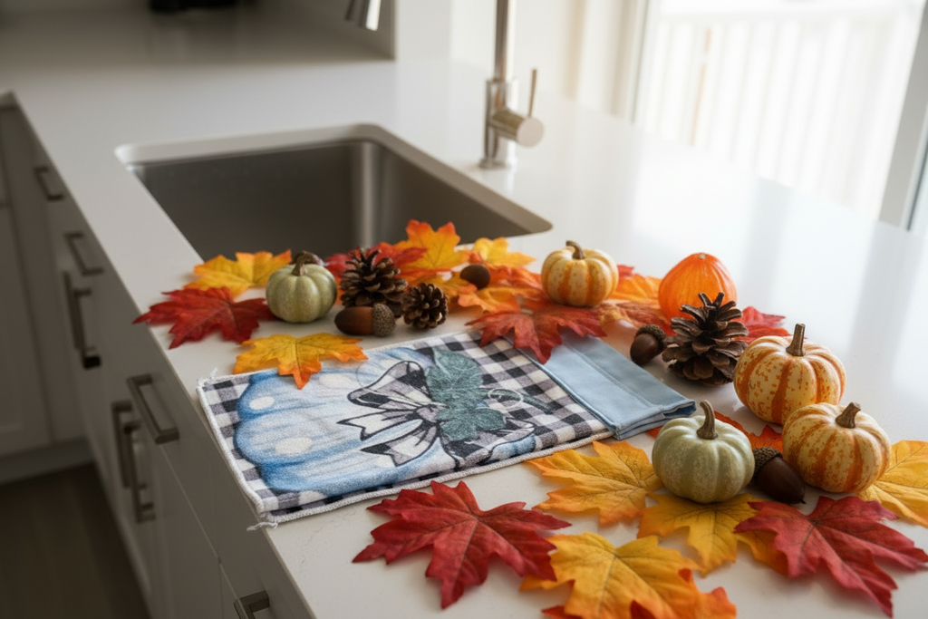 Non-Slip Stove Towels - Pumpkin - Blue Lg Pumpkin