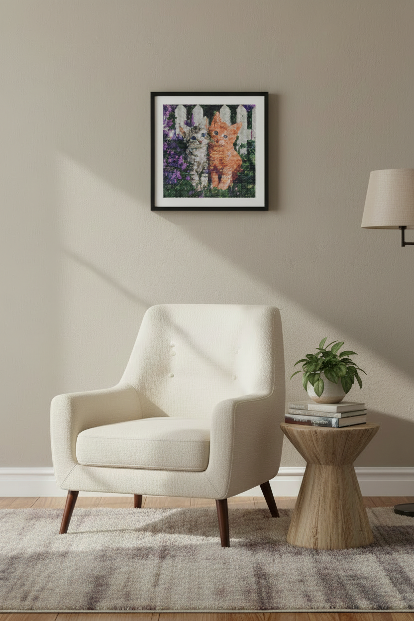 Diamond Art – Handcrafted, Framed & Ready to Hang (Cats)