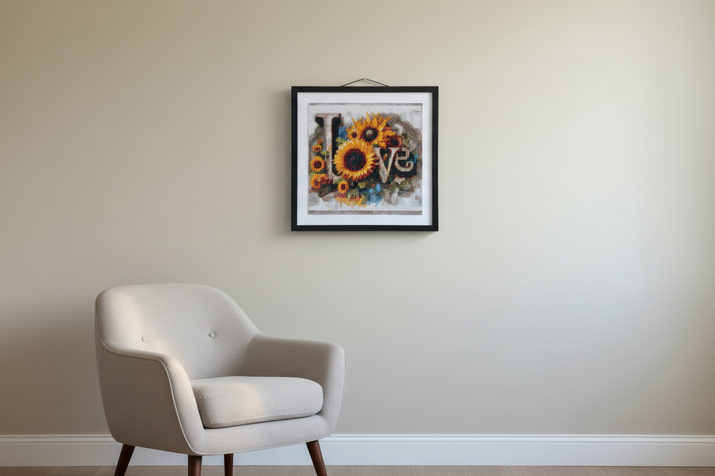 Diamond Art – Handcrafted, Framed & Ready to Hang (Love Sunflower)