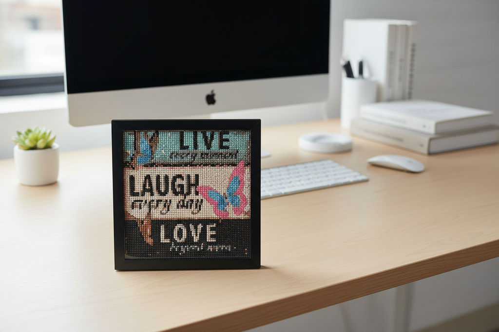 Diamond Art – Handcrafted, Framed & Ready to Hang (Live,Love,Laugh)