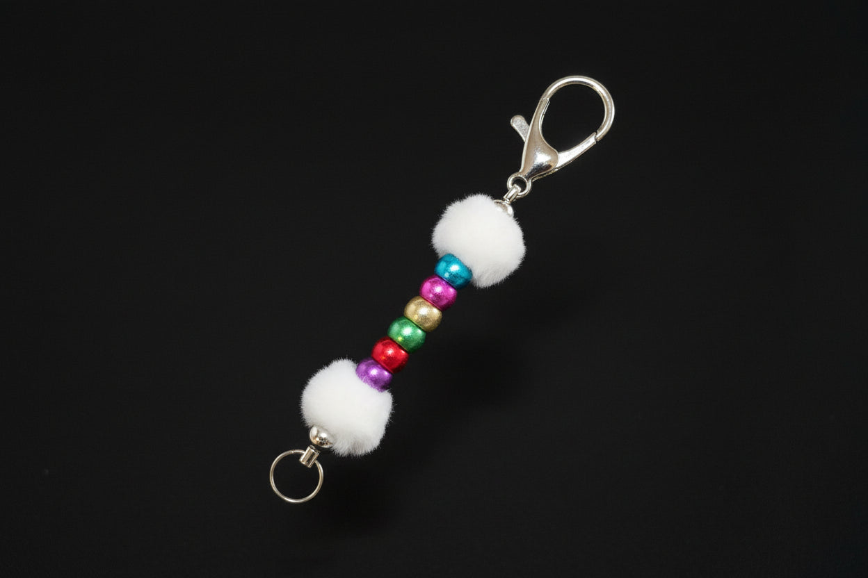 Handcrafted Fuzz Beaded Keychains – 16