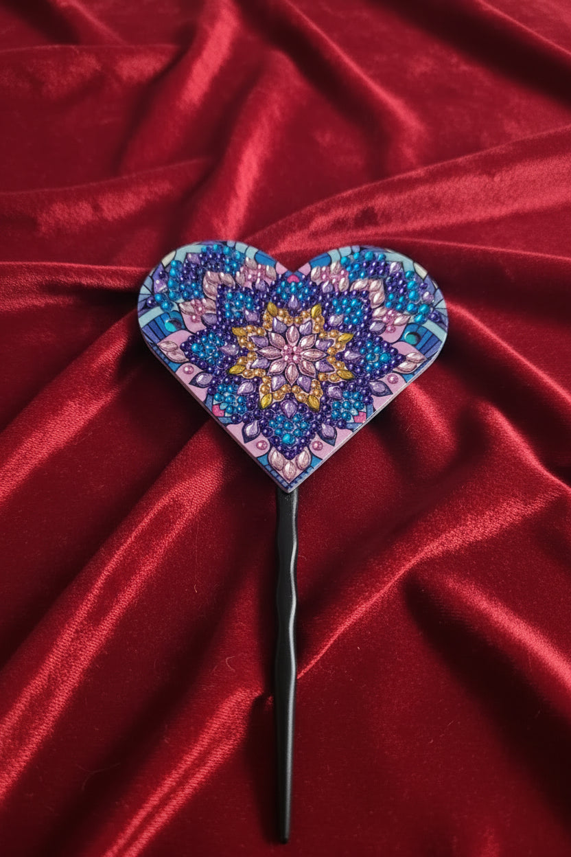 Diamond Art Hair Clips - Heart Shaped and Each One is Handcrafted and One-of-a-Kind