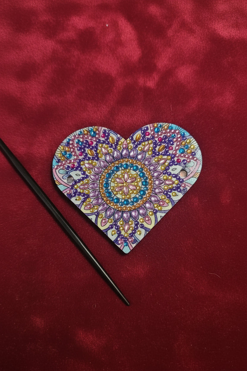 Diamond Art Hair Clips - Heart Shaped and Each One is Handcrafted and One-of-a-Kind