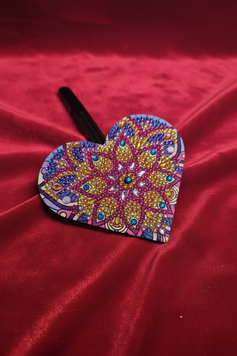 Diamond Art Hair Clips - Heart Shaped and Each One is Handcrafted and One-of-a-Kind