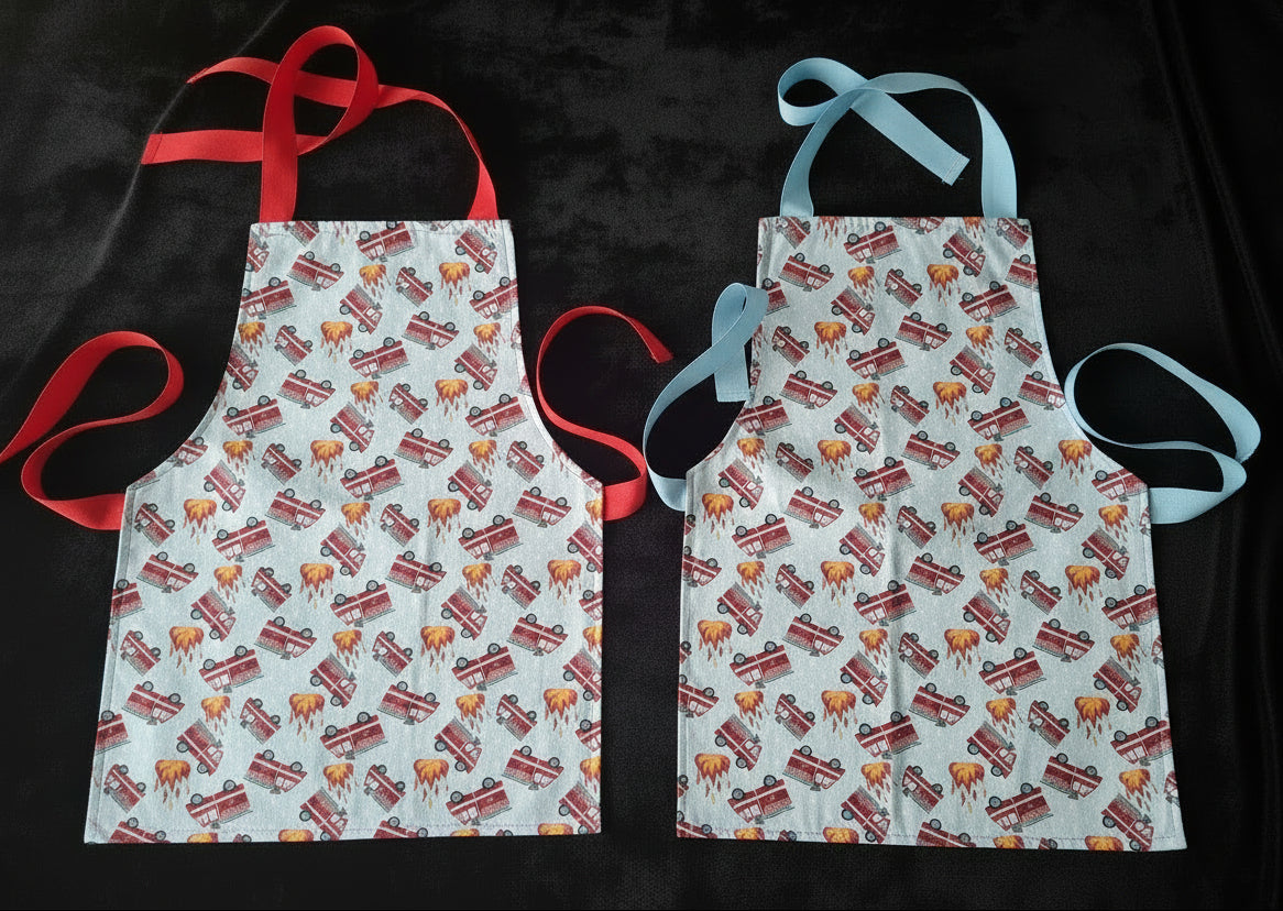 Apron - 17 inches in Length - Fire Truck - Red