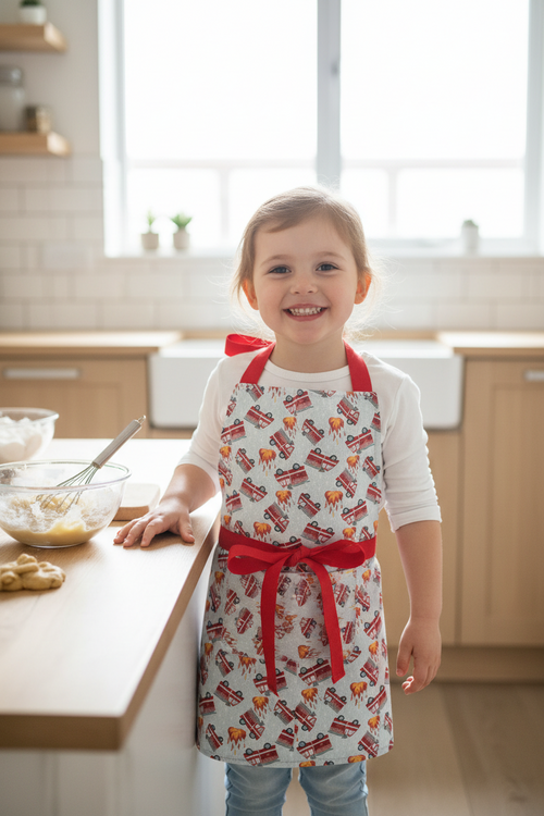 Apron - 17 inches in Length - Fire Truck - Red