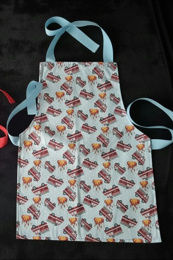 Apron - Kids – 17In. Length – Fire Truck - Blue
