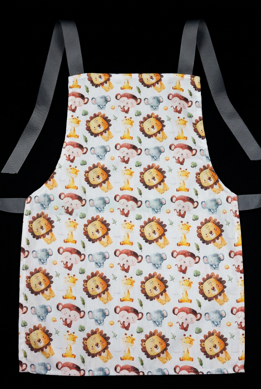 Apron - Kids – 17In. Length – Zoo Animals - Grey