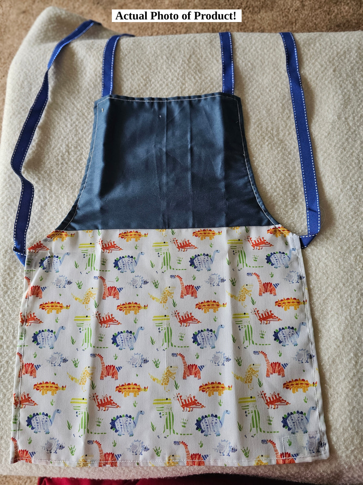 Apron - Kids – 19In. Length – Dino W- Blue Top