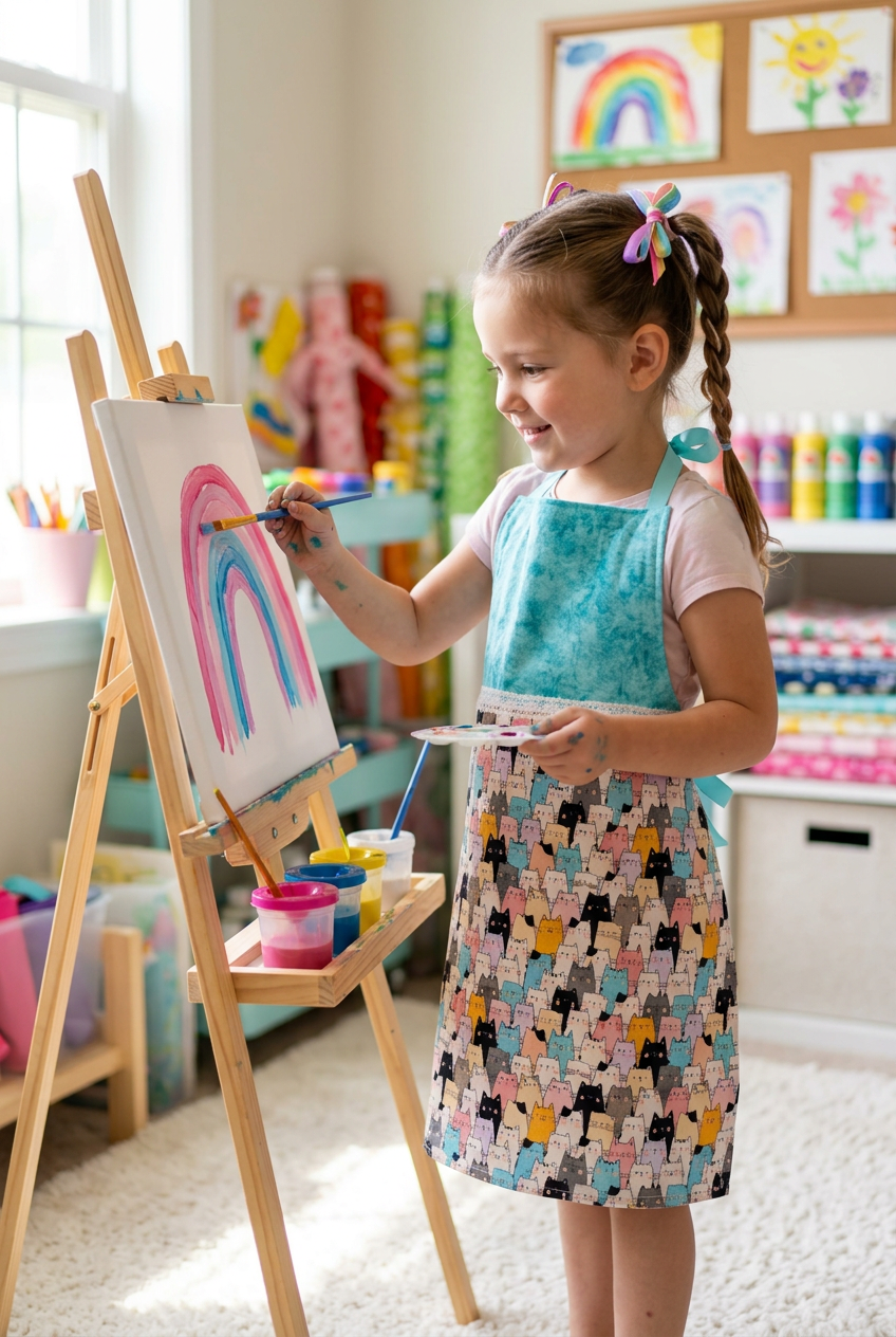 Apron - Kids – 21In. Length – Cat W-Aqua Top