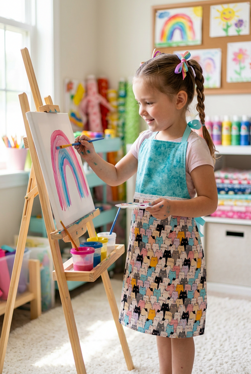 Apron - Kids – 21In. Length – Cat W-Aqua Top