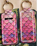 Key-Chain Holder - Chap-stick/Lipstick/Lighter - Mermaid Scales- Pink