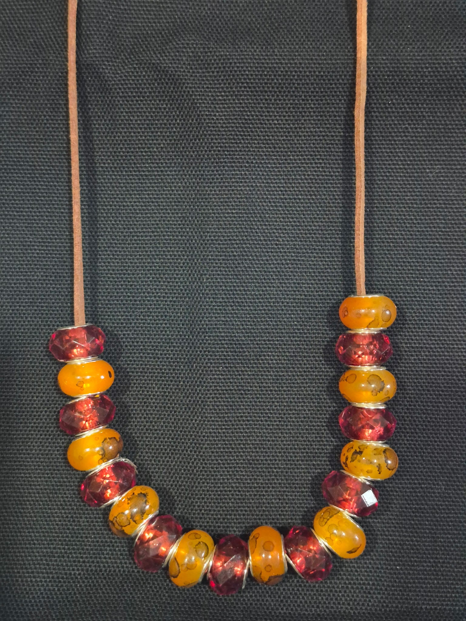 Orange and Red Bead Necklace – Handcrafted & One‑of‑a‑Kind