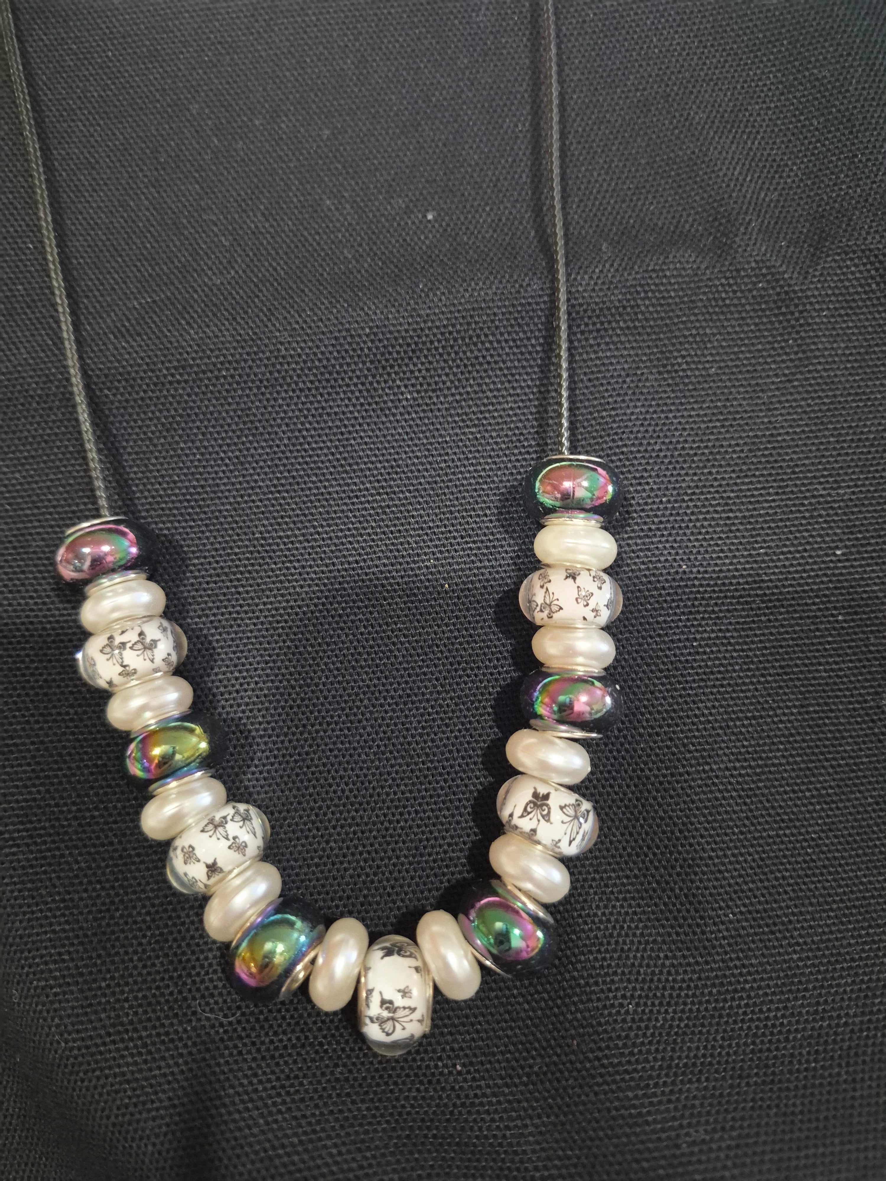 Clear Bead Necklace with Butterfly Charm – Handcrafted & One‑of‑a‑Kind