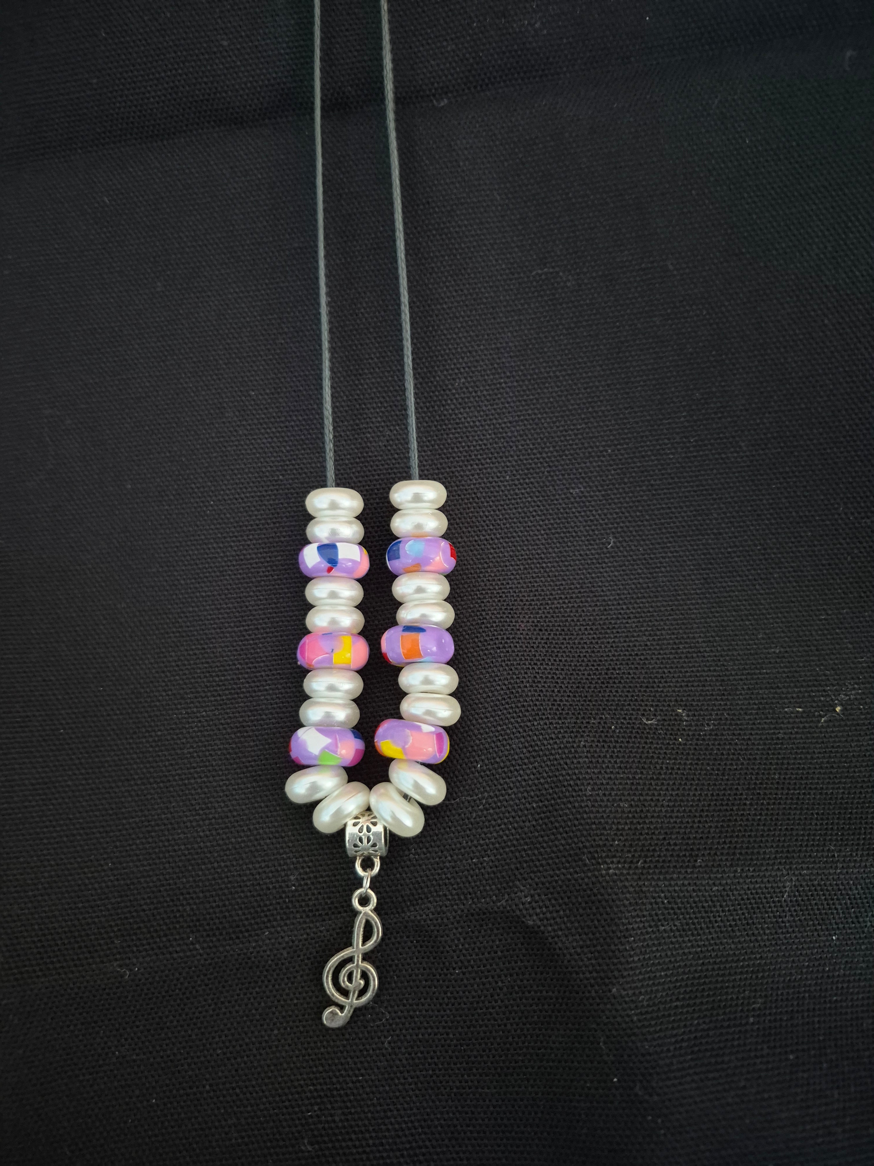 Music Note Charm Bead Necklace – Handcrafted & One‑of‑a‑Kind