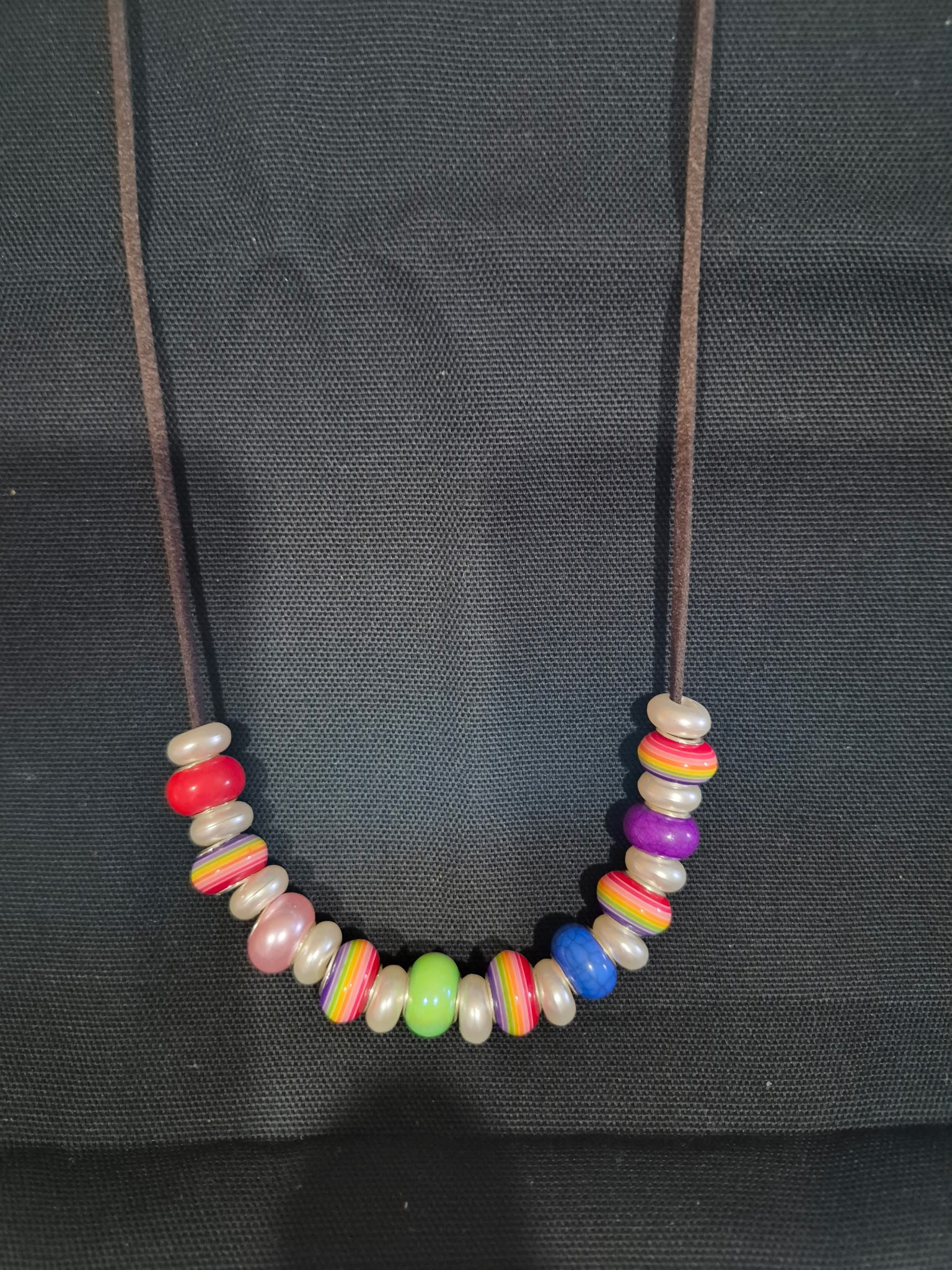 Bold Rainbow Bead Necklace – Handcrafted & One‑of‑a‑Kind