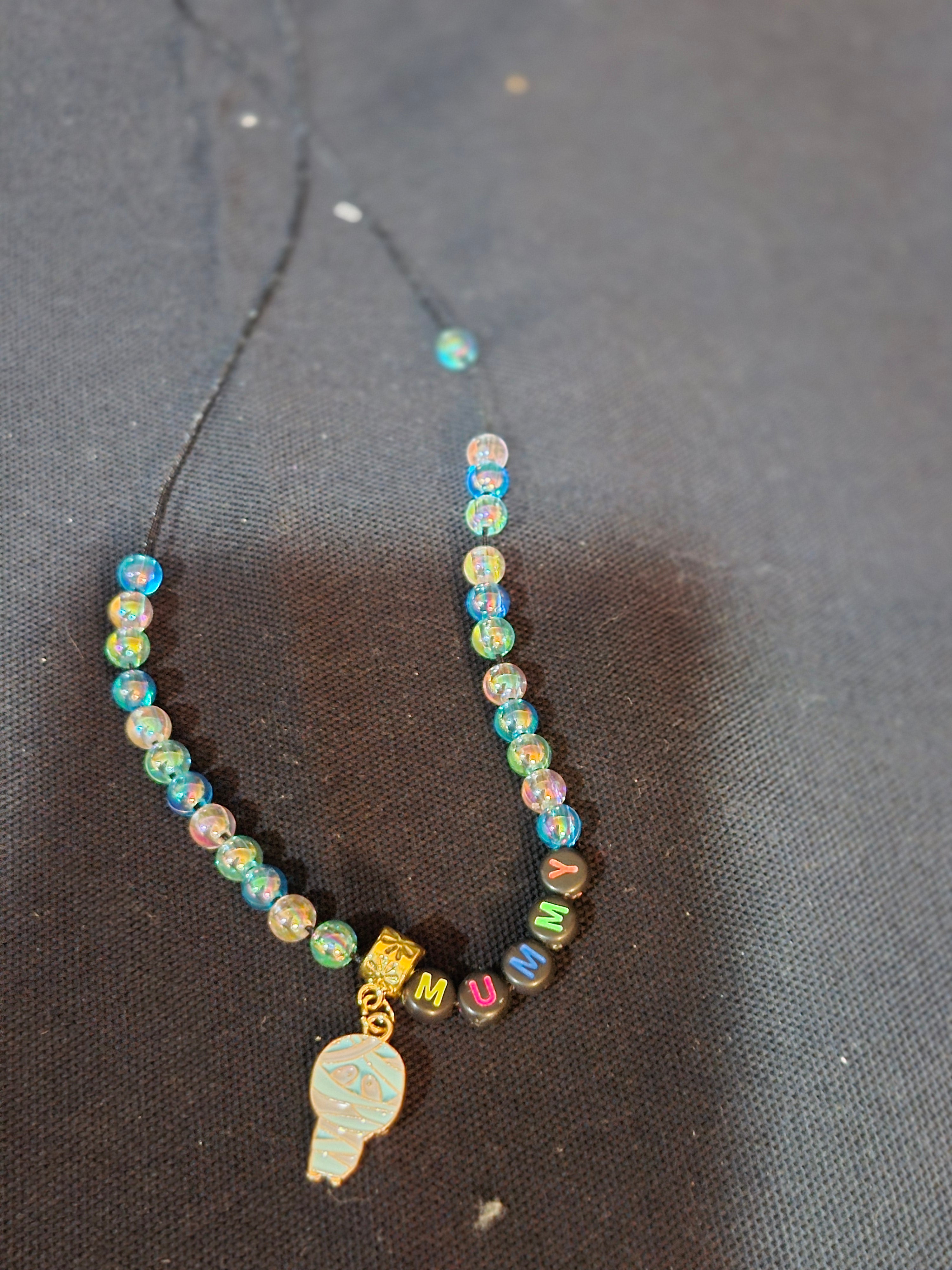 Halloween Blue Mummy Bead Necklaces – Each One Handcrafted, One‑of‑a‑Kind