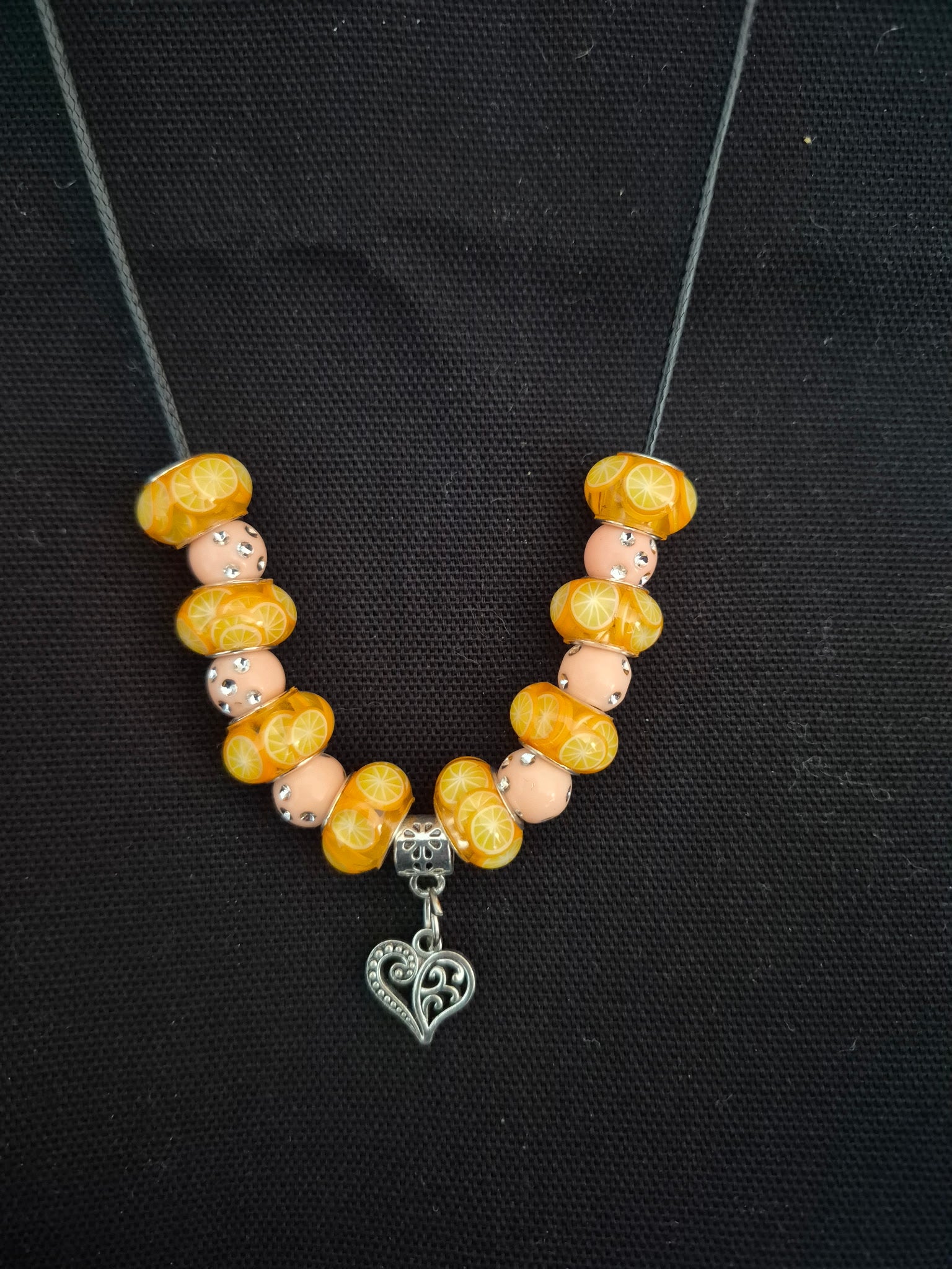 Heart w/ Orange Beads Necklaces – Each One Handcrafted, One‑of‑a‑Kind