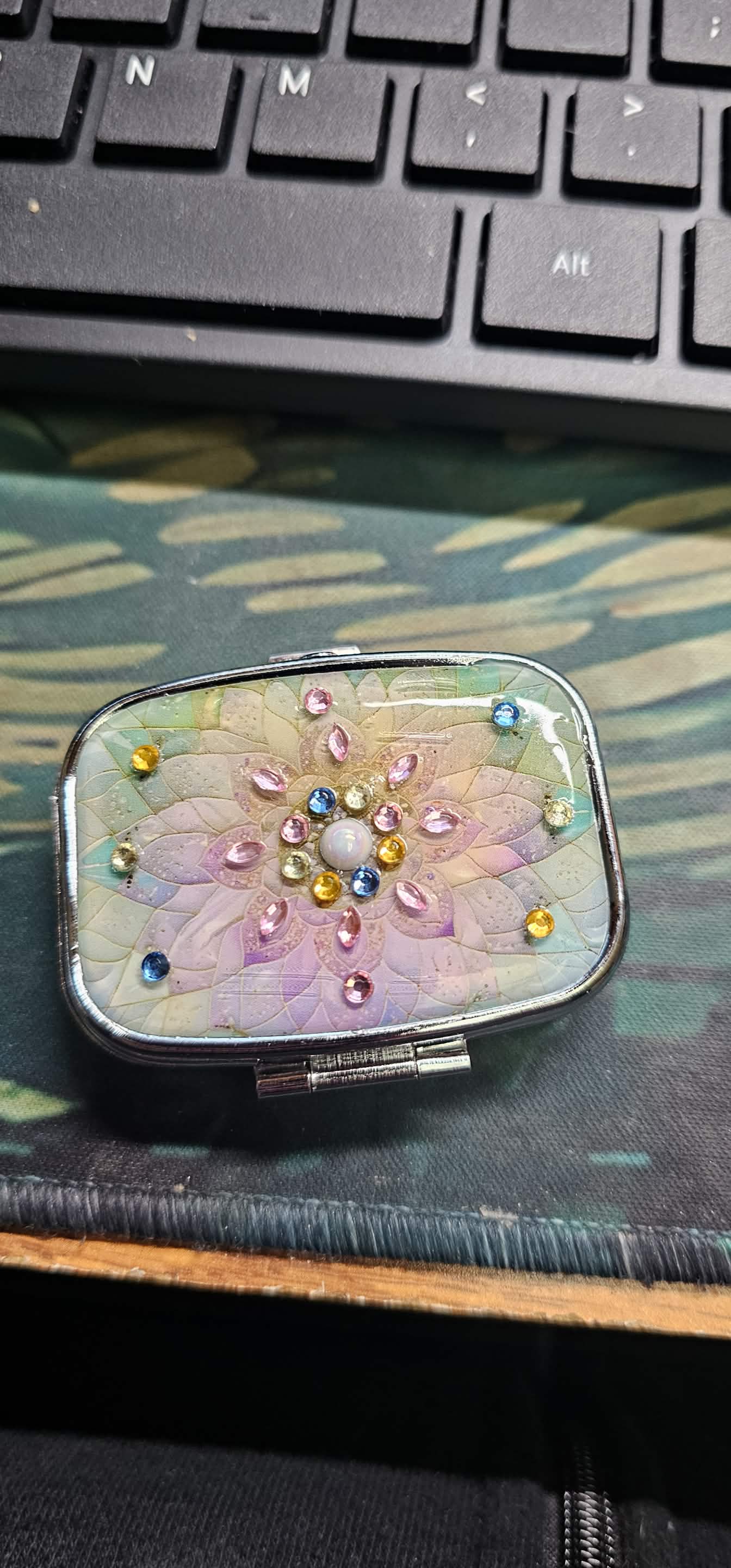 Diamond Accent Pill Box - Flower