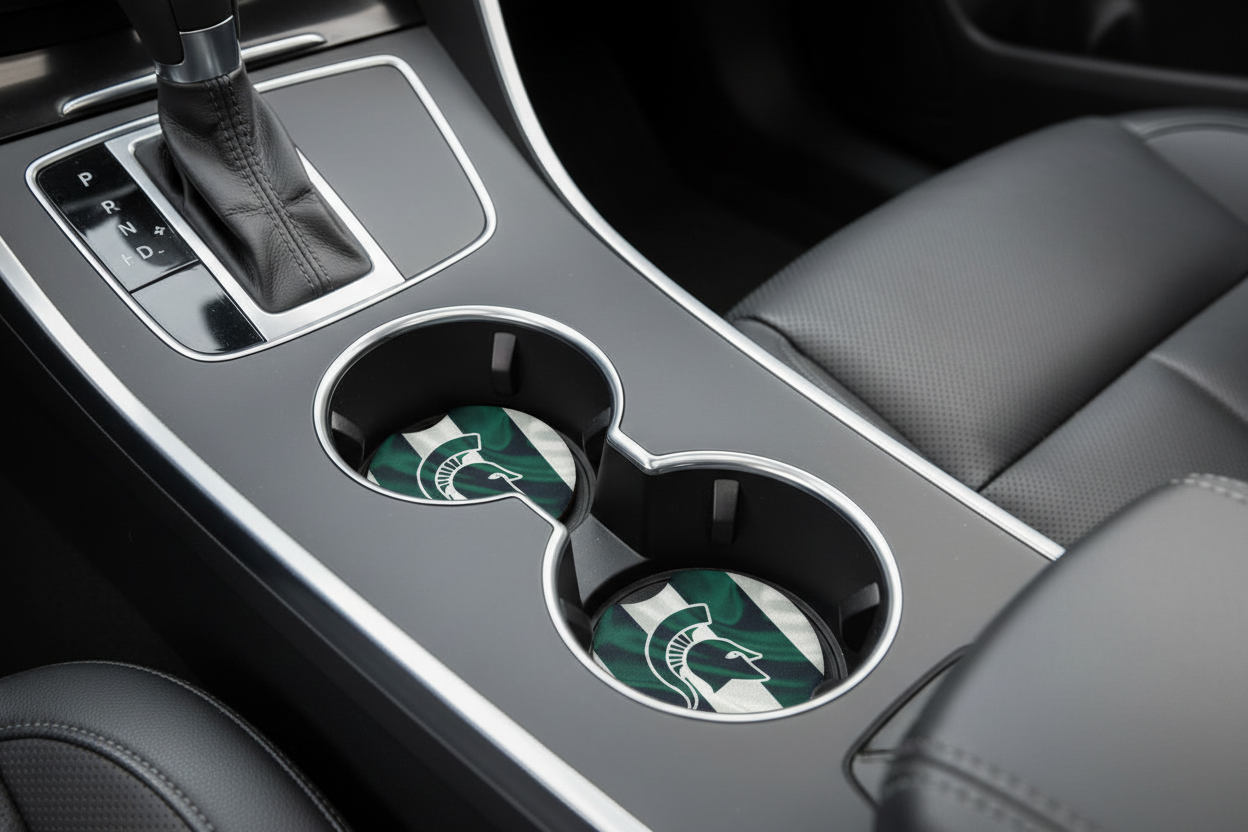 Michigan State - Hand Crafted Car Coasters - Flag