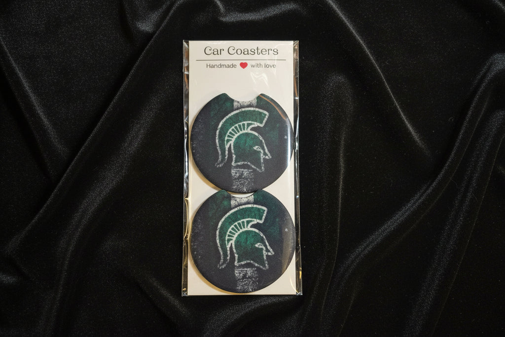 Car Coasters - Hand Crafted w/ Sports - Michigan College Themed - Dis Stressed