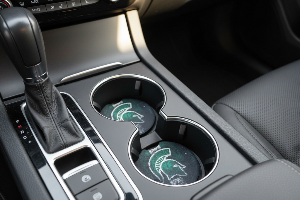 Car Coasters - Hand Crafted w/ Sports - Michigan College Themed - Dis Stressed
