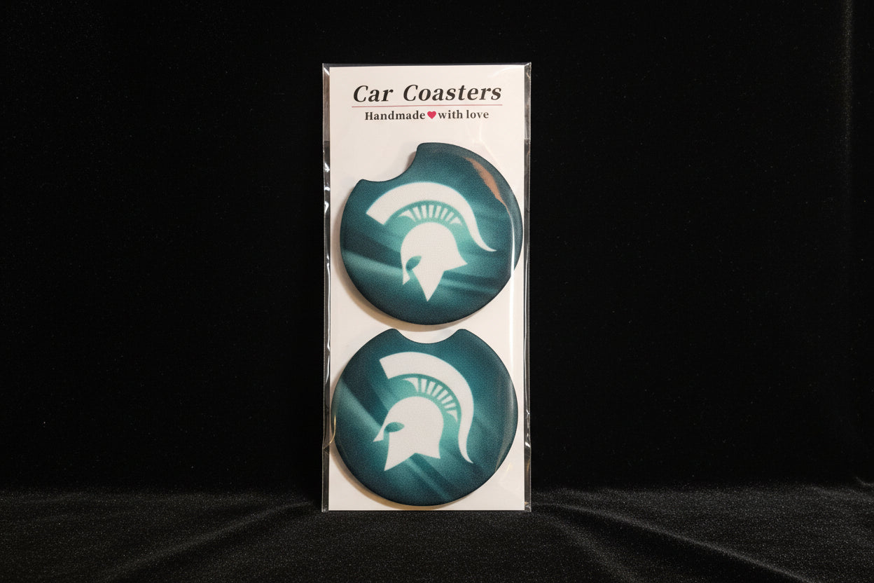Michigan State - Hand Crafted Car Coasters - Shiney