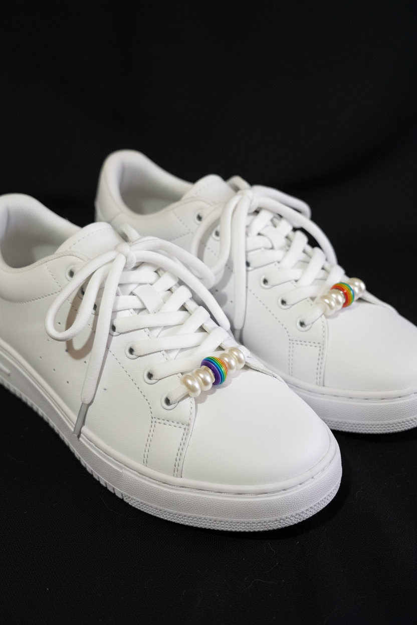 Stretchable Shoe Laces with Hand‑Beaded Accents - (07)