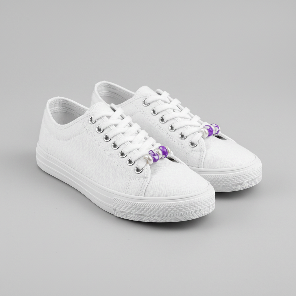 Stretchable Shoe Laces with Hand‑Beaded Accents - (09)