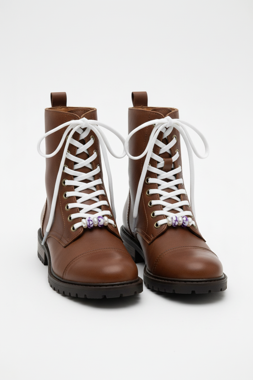 Stretchable Shoe Laces with Hand‑Beaded Accents - (09)