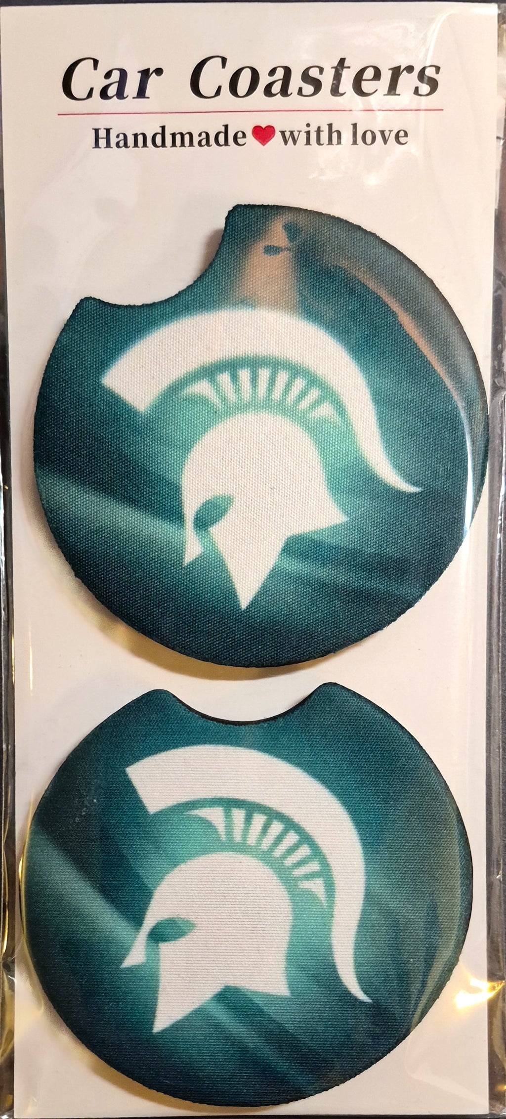 Car Coasters - Hand Crafted w/ Sports - Michigan College Themed - Shiney