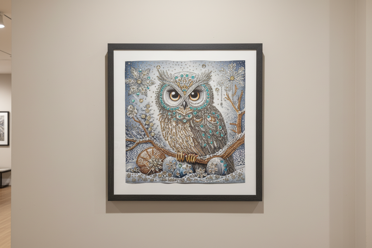 Diamond Art – Handcrafted, Framed & Ready to Hang (Owl)