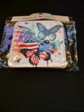 Square Sublimated Coaster Set – 4 Pack | Butterfly w/ American Flag